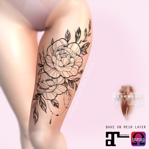 ~APOLLEMIS Tattoos~ Thighs Peonies