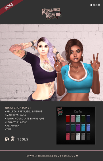 ~Rebellious Rose~ Nikka Crop Top DEMO (Add Me)