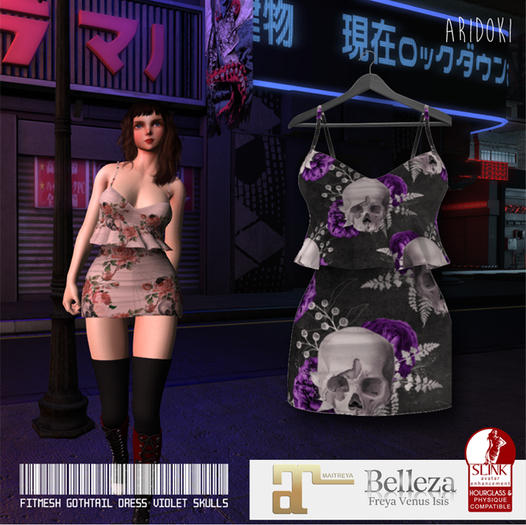 ARIDOKI Violet Skull Gothtail Dress
