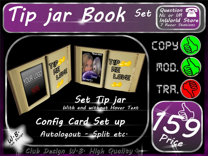 * Book Tip jar *  Config NC * Club or Personal *