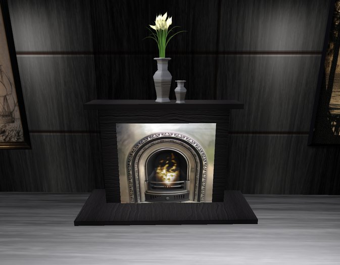 Black Ornamental Fireplace