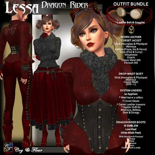 C&F Lessa Dragon Rider Outfit Bundle - RED