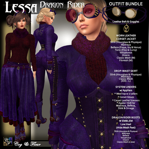 C&F Lessa Dragon Rider Outfit Bundle - PURPLE