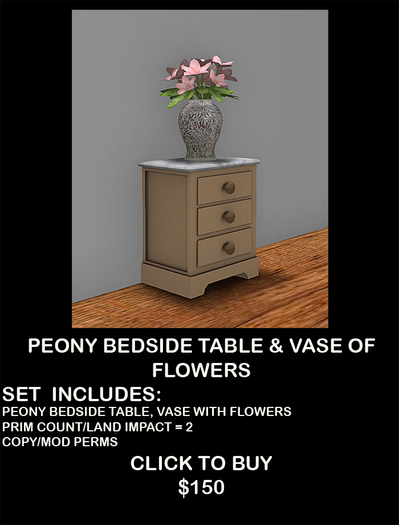 Pretty Peony Bedside Table