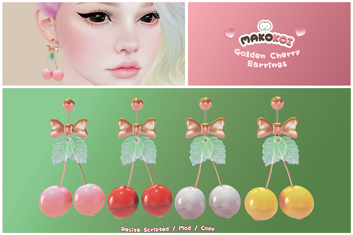 MAKOKOI . Golden  Cherry Earrings . UNPACK