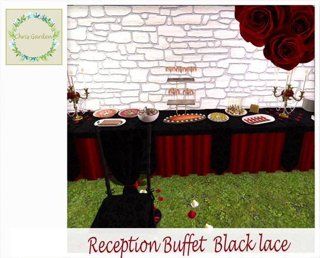 Reception Buffet Red Roses&black lace