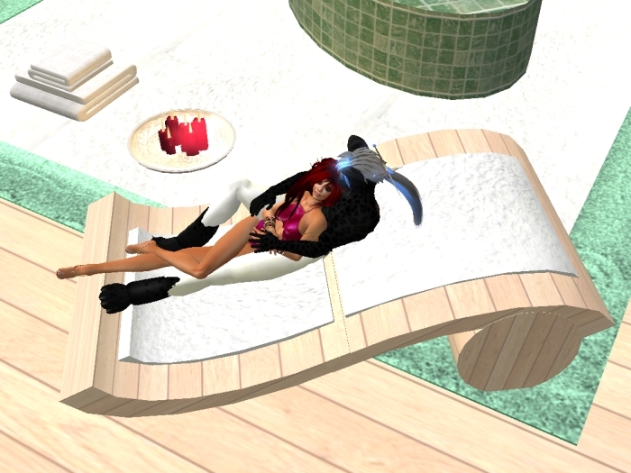 Spa lounger with couple pose - great for bathroom, sauna or pool areas