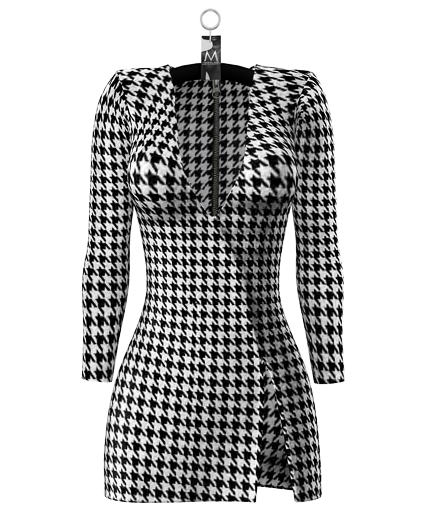Krishna Slit Mini Dress — Houndstooth