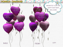 BMC960 - ANIMATED FLOATING - HAPPY BIRTHDAY BALLOONS WITH GOLD STREAMERS.
