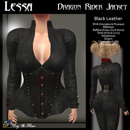 C&F Lessa Dragon Rider Separates - Jacket - BLACK Leather