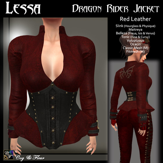 C&F Lessa Dragon Rider Separates - Jacket - RED Leather