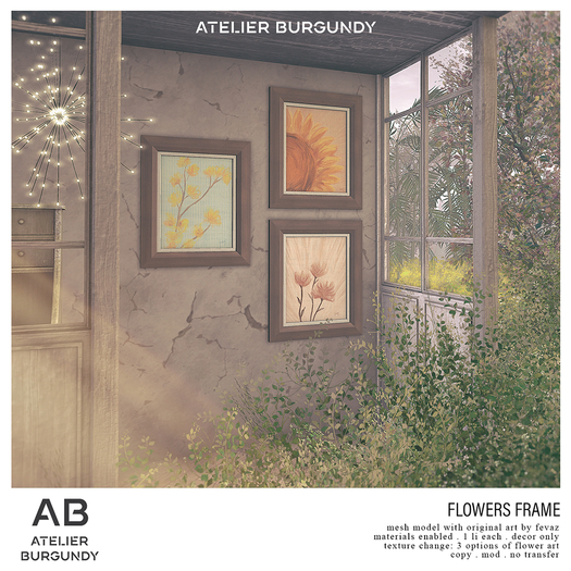 Atelier Burgundy . Flowers Frame