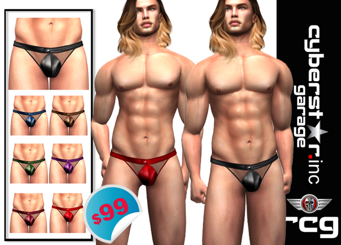 Men's  Leather Briefs - Transparent