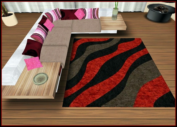 Black and Red Waves Rug