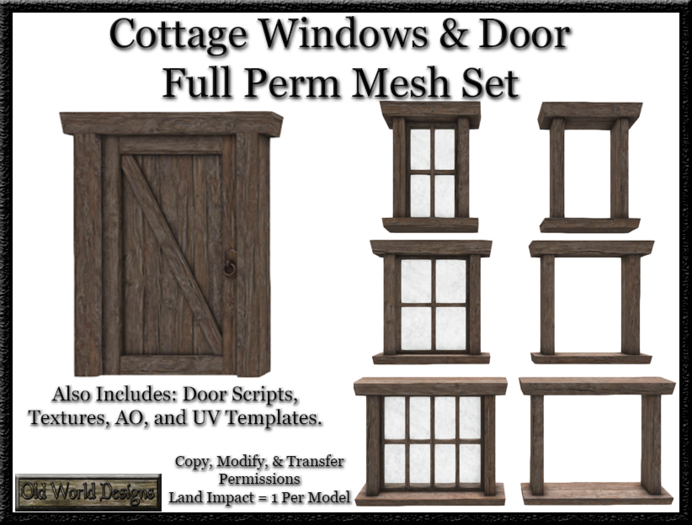8 Piece cottage window and door set boxed