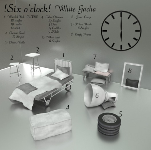 !six o'clock! [WHITE GACHA-1] Wheeled Bed* - RARE