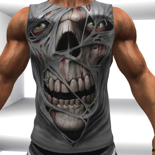 WL-Ripped Death Face Tank Top  -Aesthetic