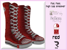 :: RUE :: Flat Foot High Top Sneaker -  Red