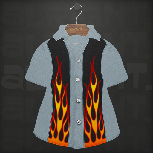 Second Life Marketplace alright. dinkies bowling shirt / FLAMES BABY BLUE