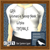 GPA Women's Scoop Neck Top - White TINTABLE (ADD to unpack)