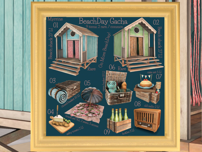 ≈≈ 01 BeachDay Gacha - beach shack Blue RARE ≈≈