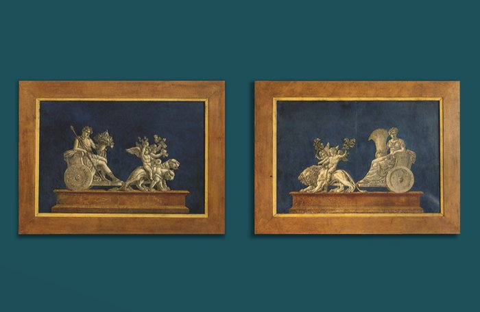 Pair Neoclassical Pictures Framed