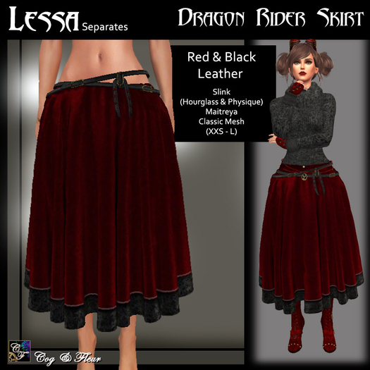 C&F Lessa Dragon Rider Separates - Skirt - RED