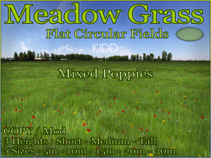 KIDD Meadow*FlatCircle*5sizes*3heights*MixedPoppies*CopyMod
