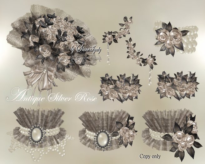 Antique Silver Rose Jewel set