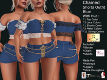 *BSASSY* CHAINED SHORTS OUTFIT BLUE