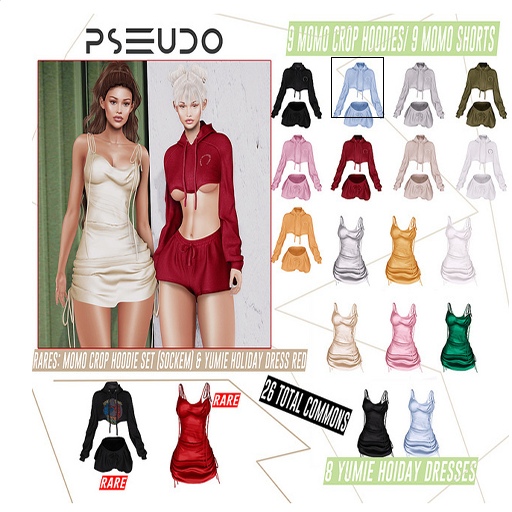 Pseudo- Momo Crop Hoodie Lara blue