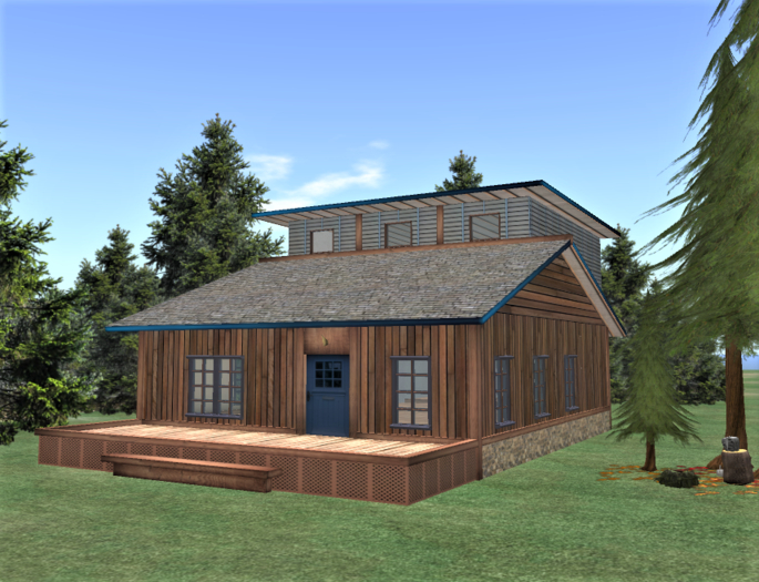 wooden house with annex
