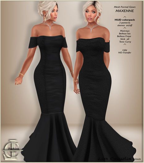 Second Life Marketplace - .:LC:. Maxenne Formal Gown with HUD [boxed] black