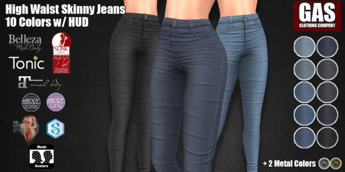 GAS [High Waist Skinny Jeans Match - 10 Colors FATPACK] Demo