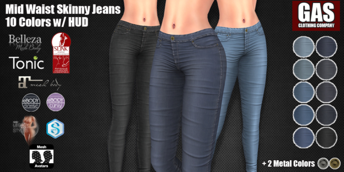 GAS [Mid Waist Skinny Jeans Match - 10 Colors FATPACK]