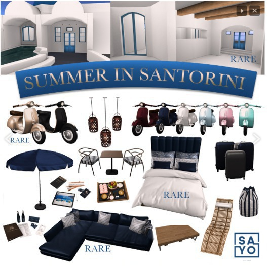 SAYO - Summer in Santorini Gacha - Azure Bed - RARE