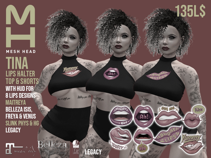 Mesh Head - Tina Lips Halter Top & Shorts DEMO