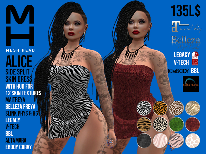 MESH HEAD - Alice Side Split Skin Dress