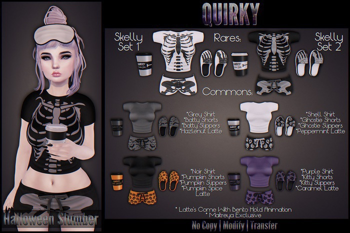 .Quirky. - Halloween Slumber - Skelly Set 2 RARE