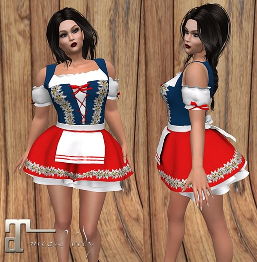 *YT*Dirndl Frida Blue Red