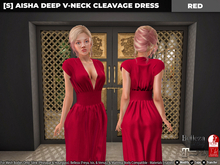 Second Life Marketplace - [S] Aisha Deep V-Neck Cleavage Dress Blue