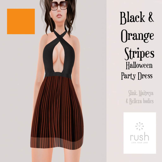 Black & Orange Stripes - Halloween Party Dress for Maitreya Belleza Slink