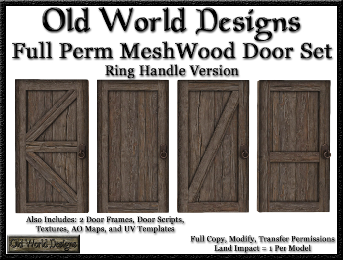 Full perm wood doors with ring handles set boxed