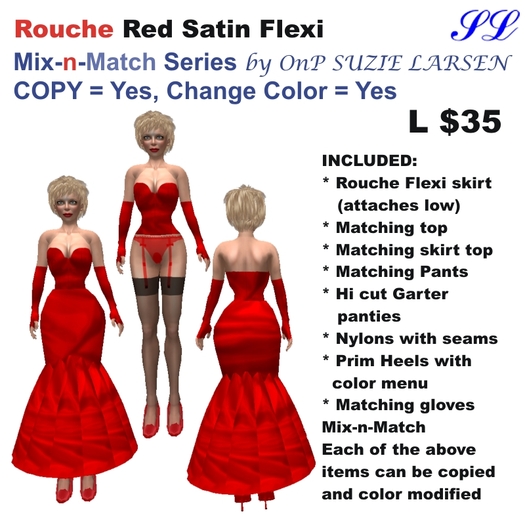 OnP Rouche Red Satin Flexi