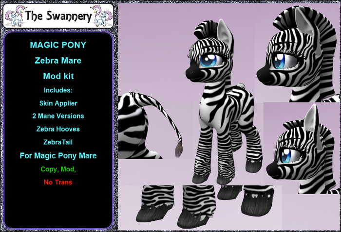 Magik Pony (Mare)- Zebra Mod kit