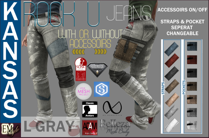 EMS - KANSAS JEANS -ROCK U- L GRAY