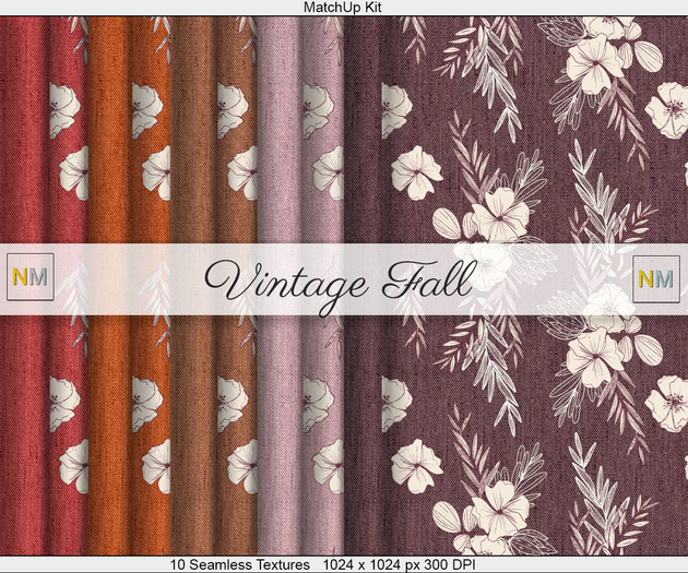 Vintage Fall Matchup Kit 10 Seamless Textures NM