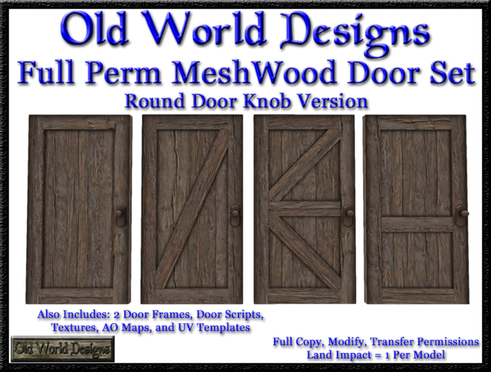 Full perm wood doors with round knobs set boxed