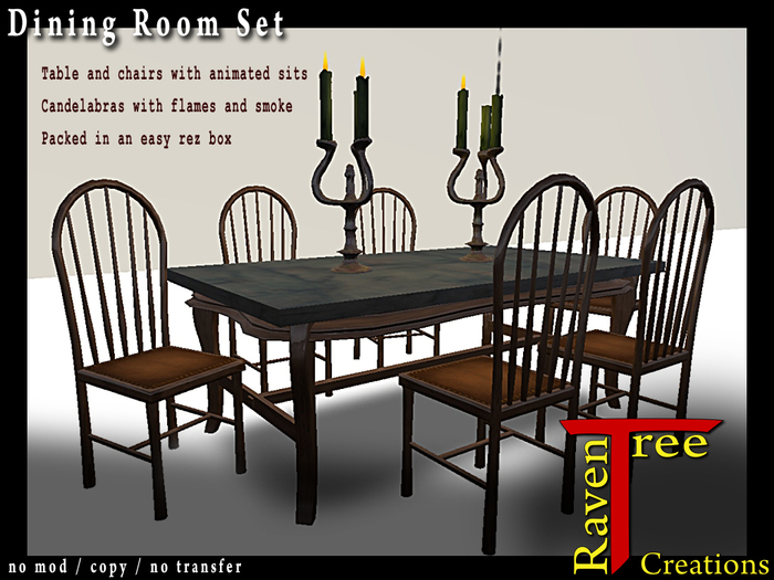 Raven Tree Dining Table and Chairs with Candelabras - Dining Set Fantasy