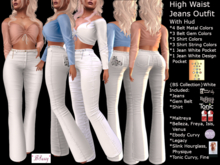 *BSASSY* {BS COLLECTION} HIGH WAIST JEANS OUTFIT WHITE WITH HUD